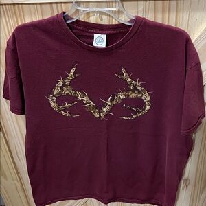 Delta Burgundy Tee with Gold Accents